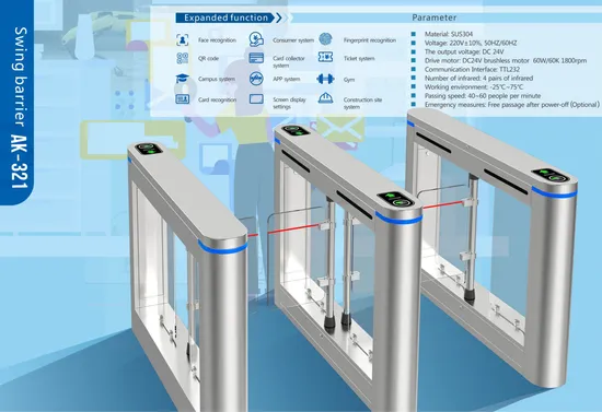 Nuevo lector de control de acceso inteligente, puerta de torniquete de seguridad con velocidad de giro y control de tiempo de asistencia.
