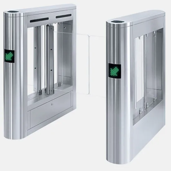 Torniquete batiente con lector RFID de control de acceso automático y vidrio templado.